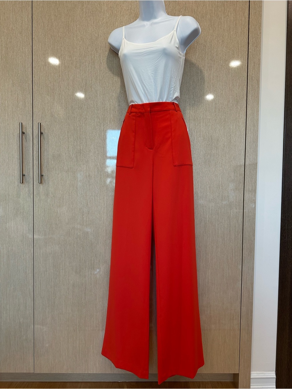 NWT BCBGMAXAZRIA Jaclyn Wide Leg Pants Bright Poppy Red Size Small